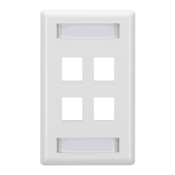 Black Box Gigastation2 Wallplate, 4-Port Single-Gang, White WPT476 - main